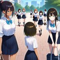 ビル街の女学生 4枚目