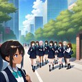 ビル街の女学生 2枚目