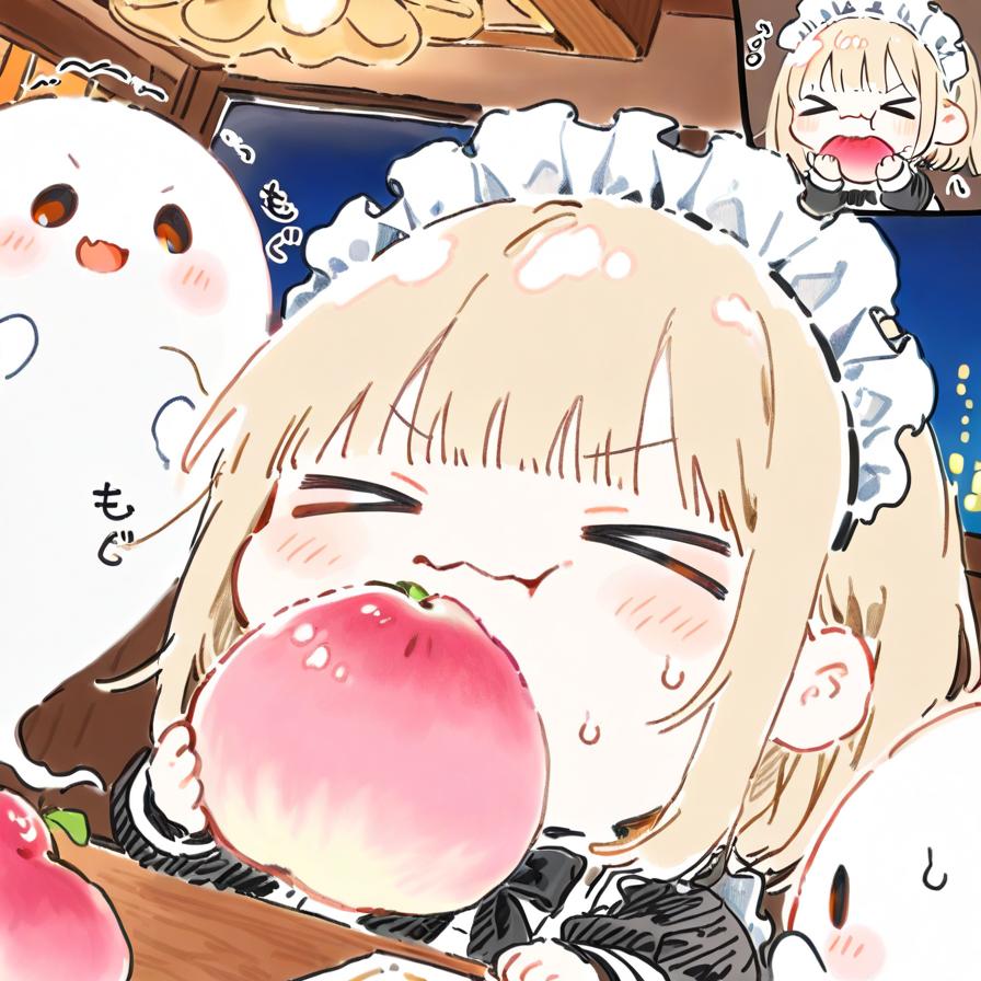 もももも…とおジャンボ桃を食す🍑 | の人気AIイラスト・グラビア