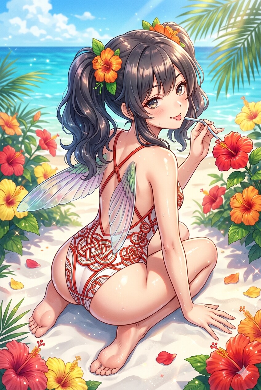 ハチドリ擬人化(無茶振り水着)