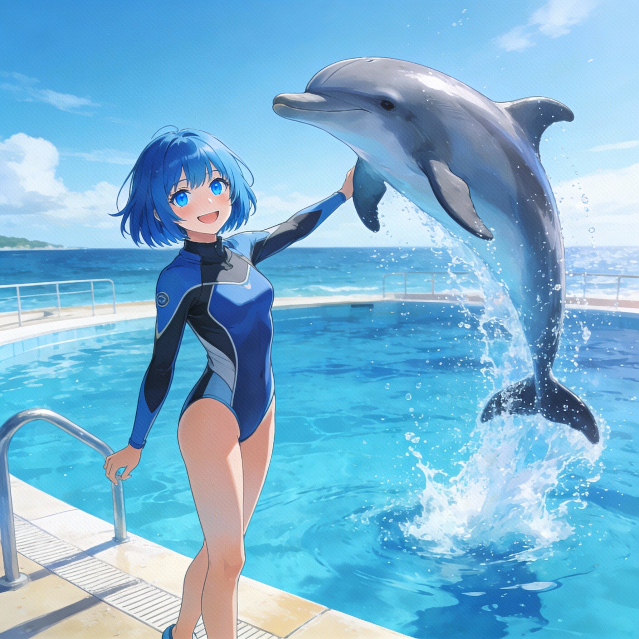 イルカと一緒に