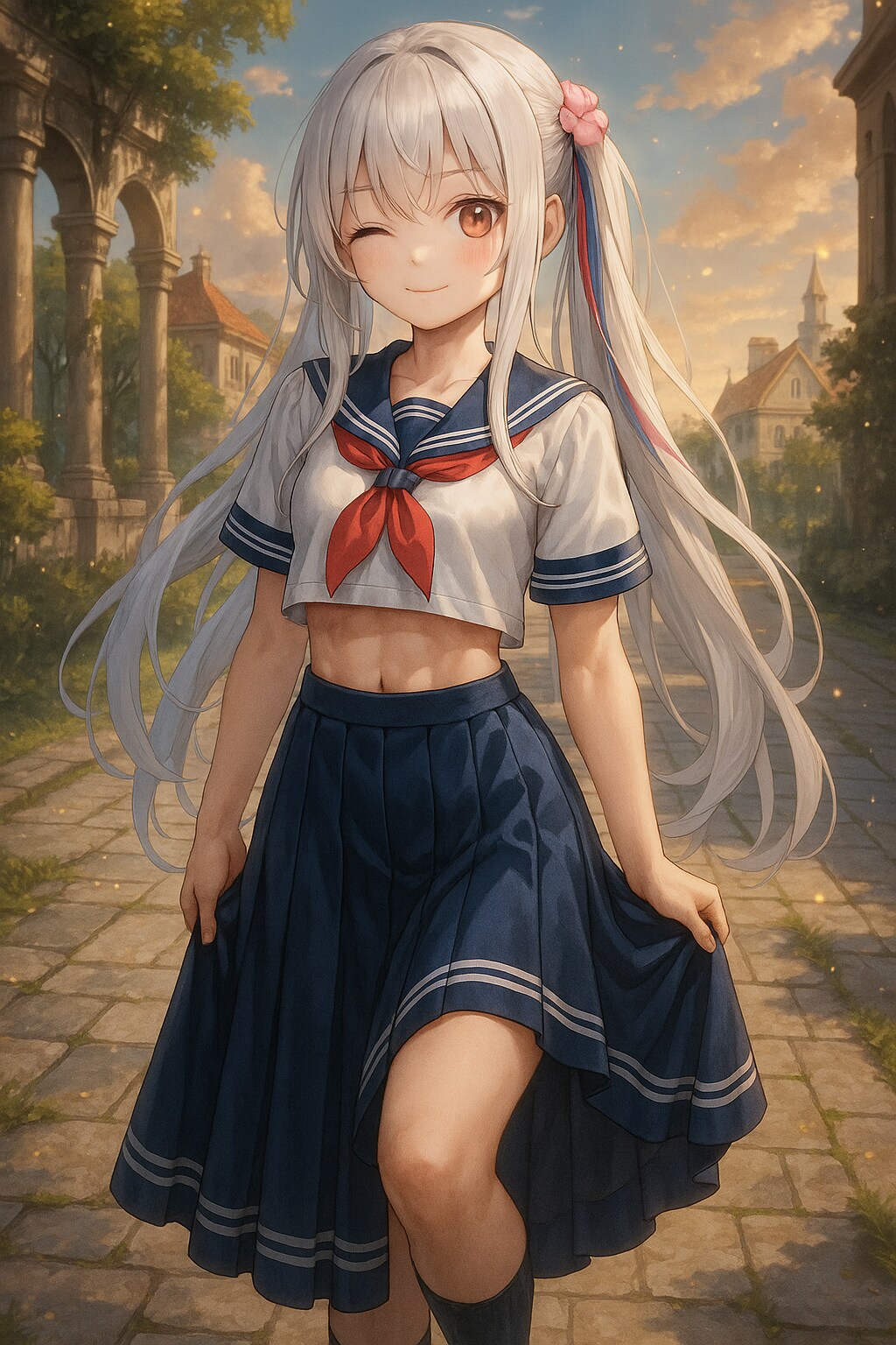 腹筋見せ制服リズベ