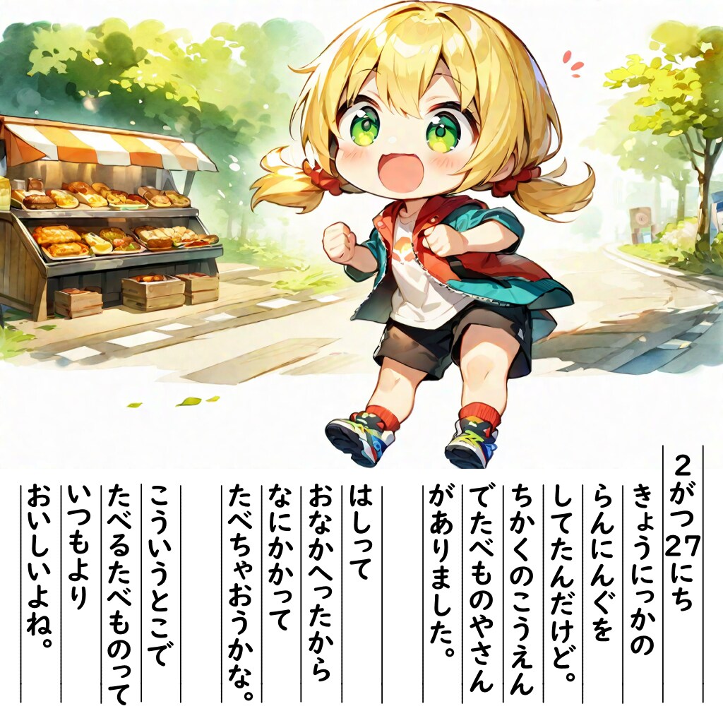【絵日記】たべものやさんがありました