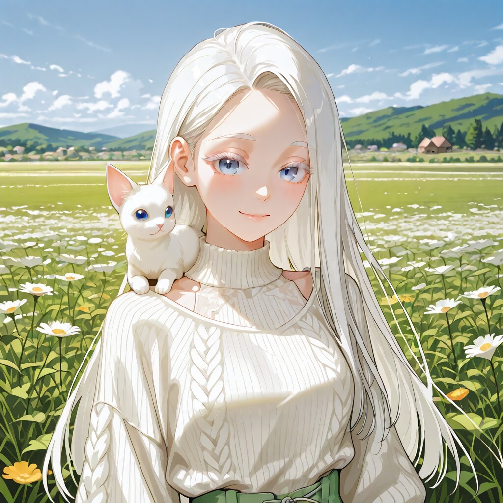 銀髪さんと白猫 | の人気AIイラスト・グラビア