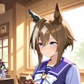トレーナーとパフェを食べるシュヴァち 3枚目