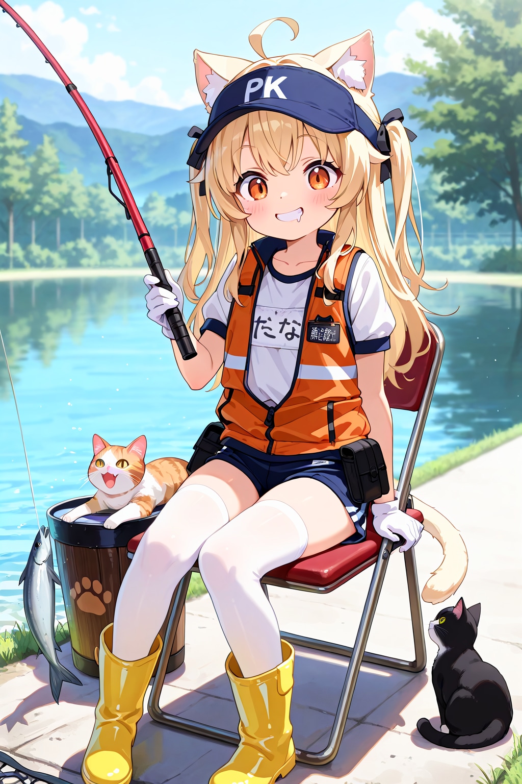 釣りでお魚を堪能するピナちゃん