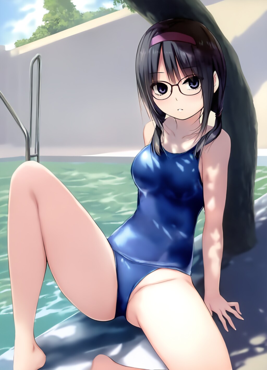 眼鏡スク水ツインテール