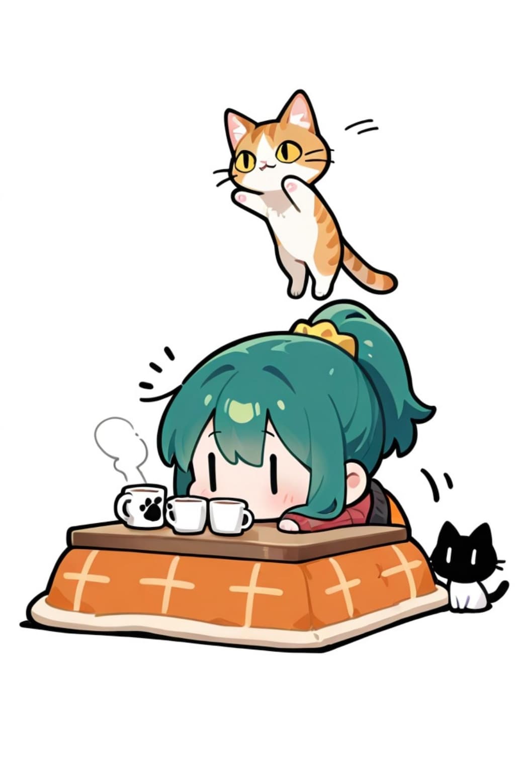 猫と緑髪ちゃん