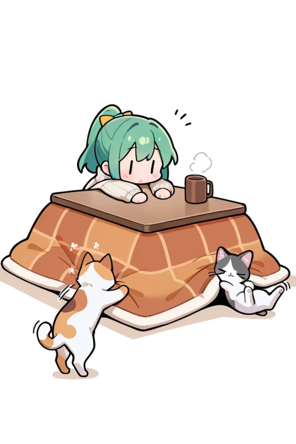 猫と緑髪ちゃん