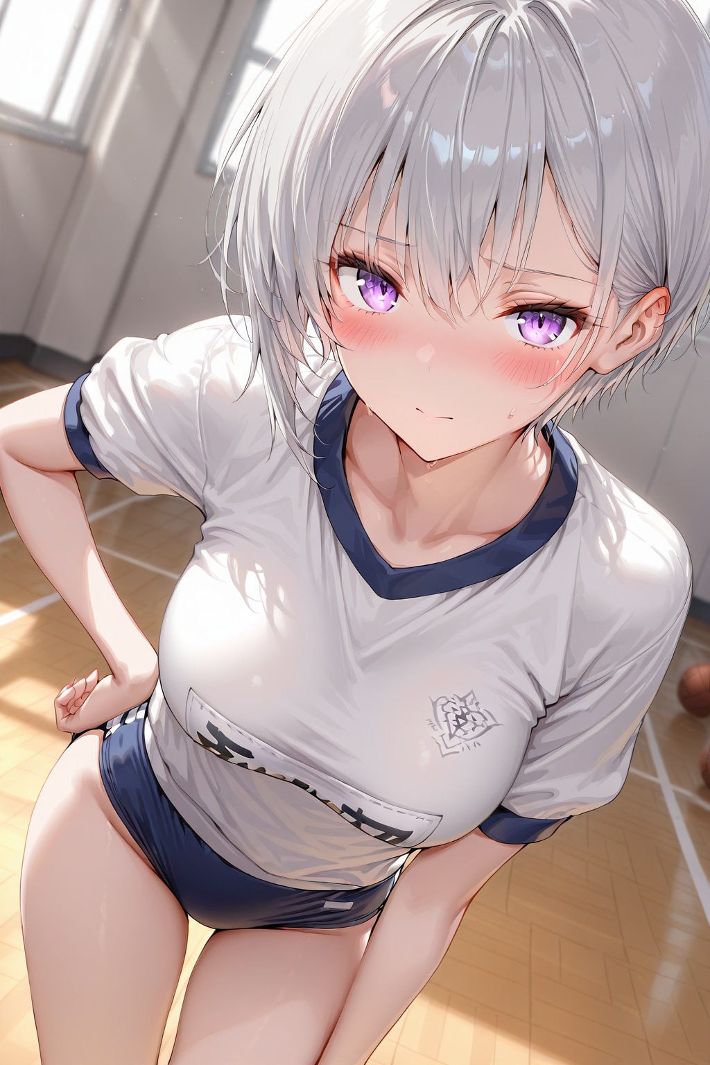 (1233)銀髪ちゃん体操服 | の人気AIイラスト・グラビア