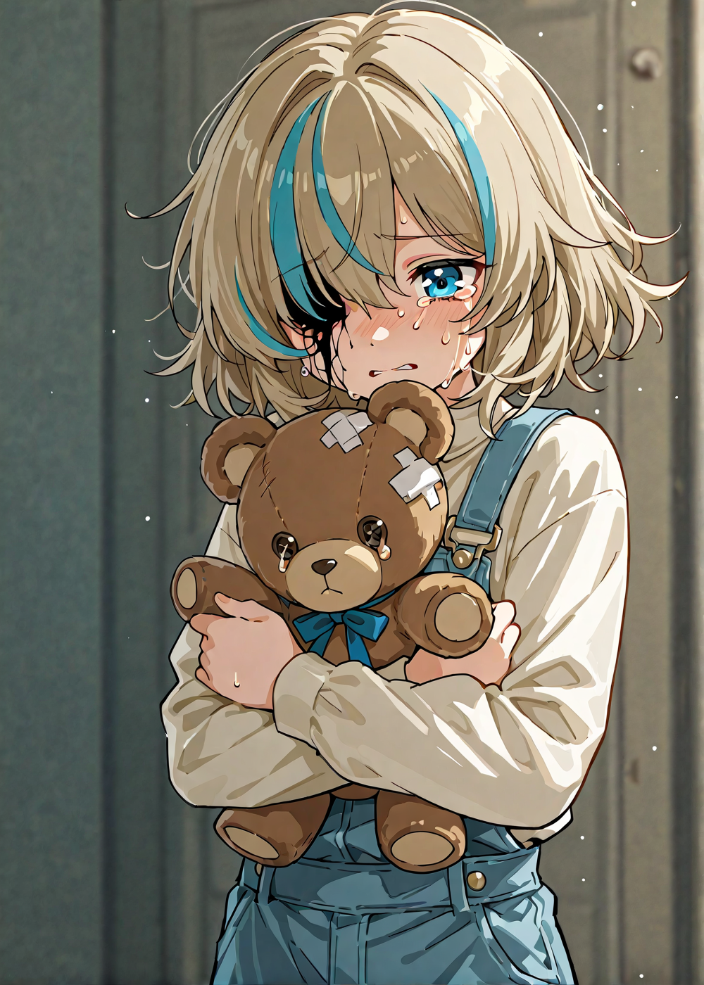 プレゼントのぬいぐるみを自ら壊すが壊し切れず泣いちゃう女の子 | の人気AIイラスト・グラビア