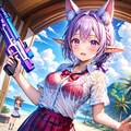 水遊びをするケモ耳エルフさん 3枚目