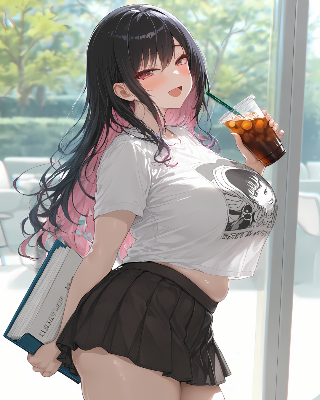【学びの日常】ラウンジで一息♡資料＆アイスコーヒー片手にスマイル