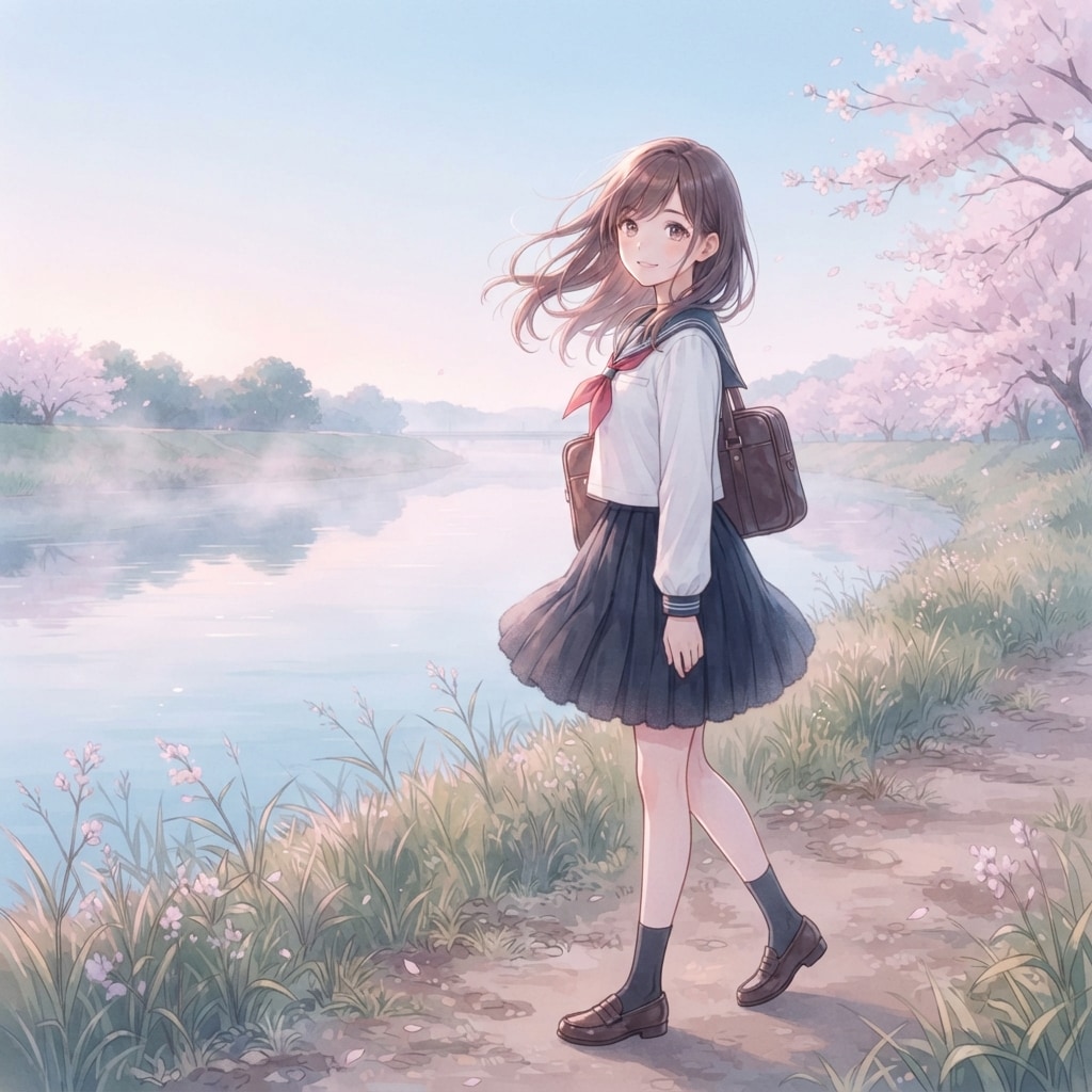 川沿いの少女 | の人気AIイラスト・グラビア