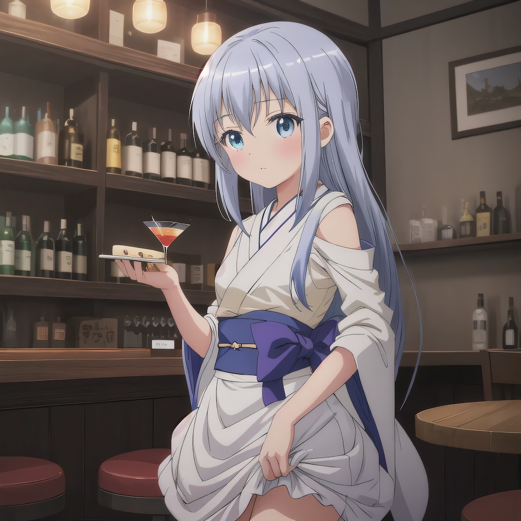 青髪ロングで酒場の少女２