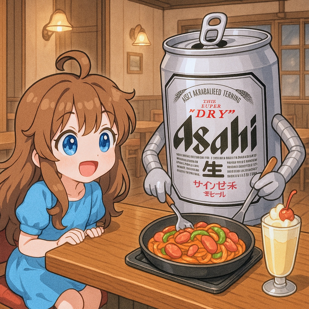 喫茶店でナポリタンを食べる小さな女の子