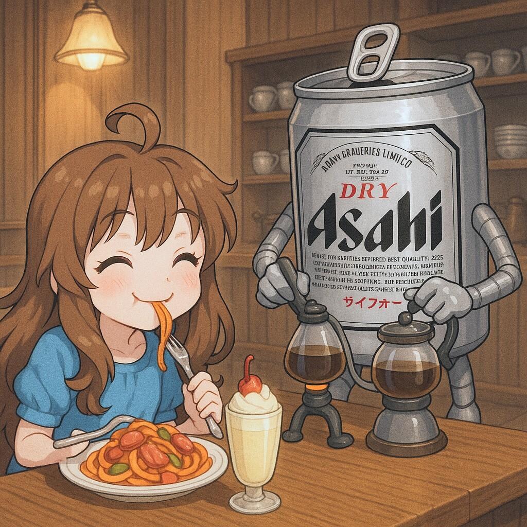 喫茶店でナポリタンを食べる小さな女の子