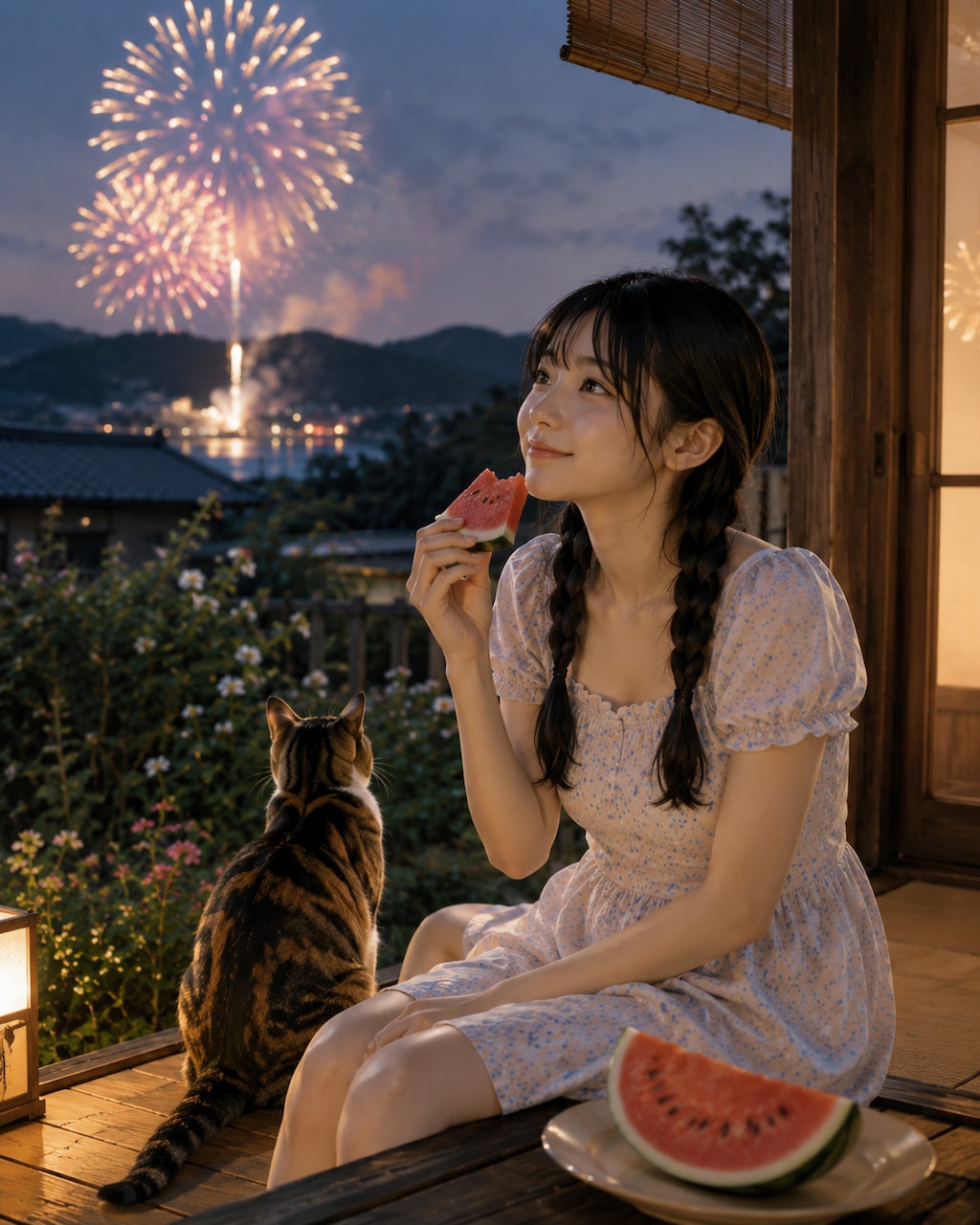 家から花火