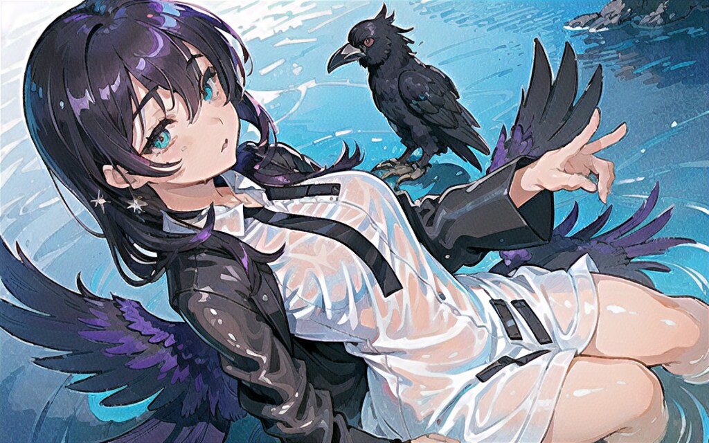 水浴び烏