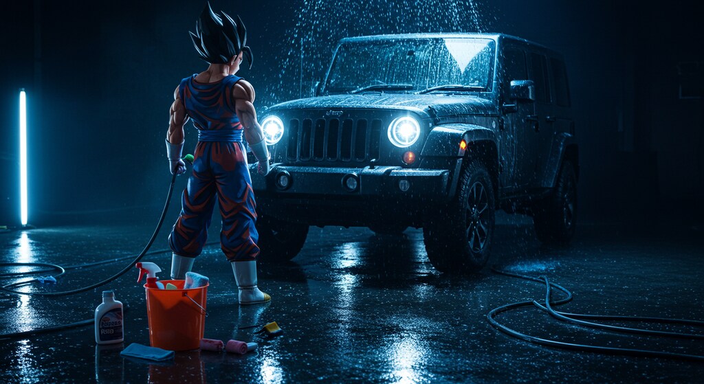 ベジットがジープラングラーを洗う　さらにリメイク