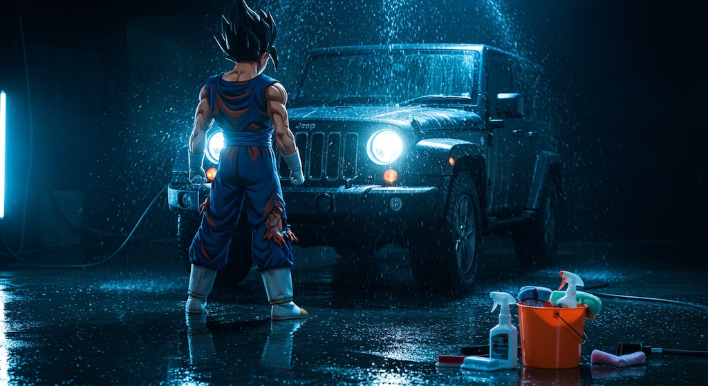 ベジットがジープラングラーを洗う　さらにリメイク