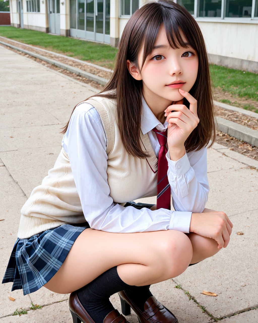しゃがむ子