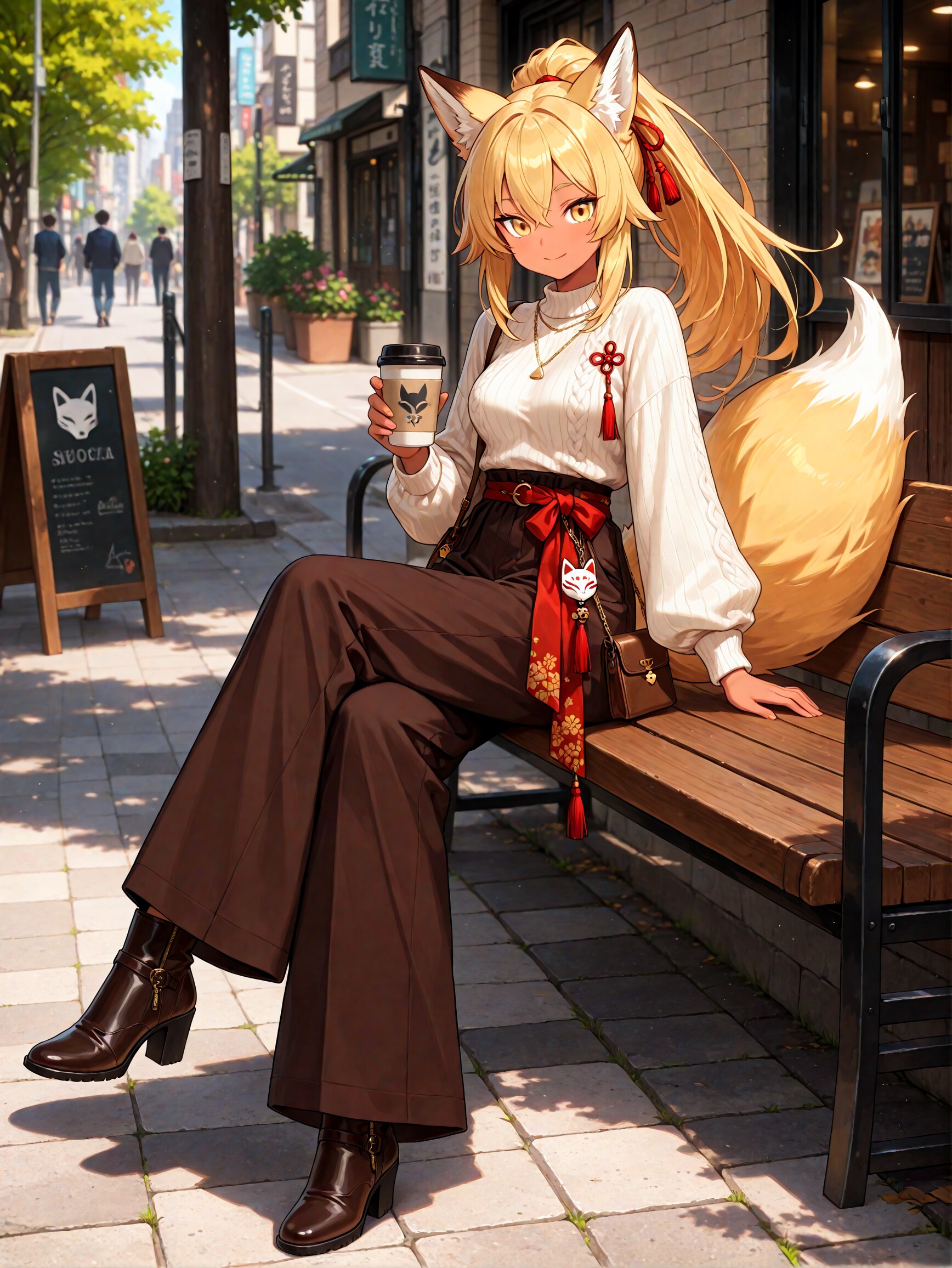 ワイドパンツ金狐