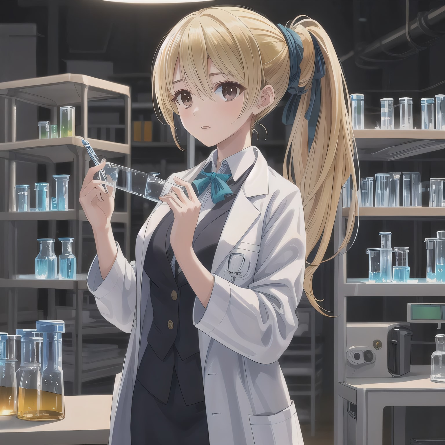 金髪ロングで白衣の少女２２ | の人気AIイラスト・グラビア