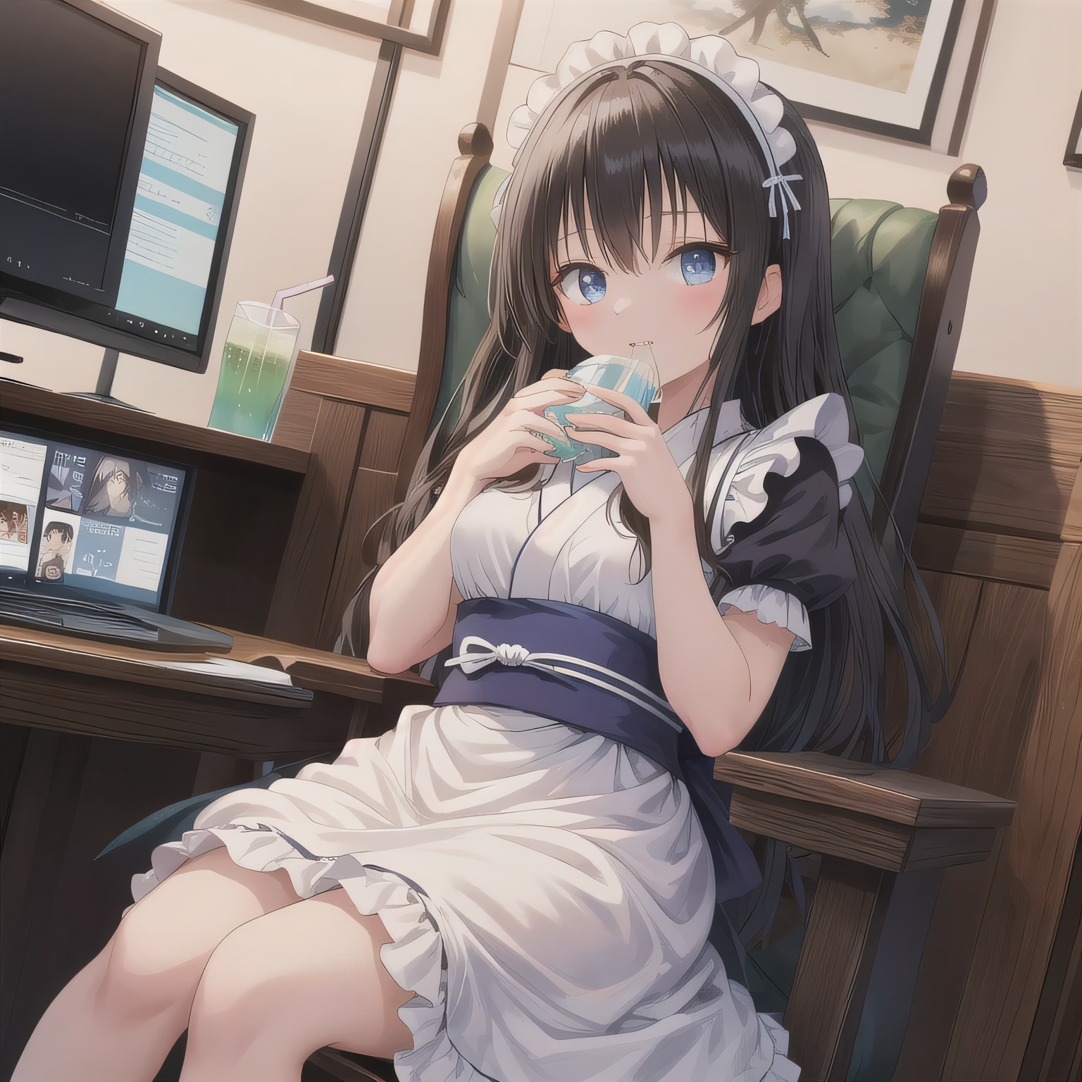 黒髪ロングで漫画喫茶の少女１４ | の人気AIイラスト・グラビア