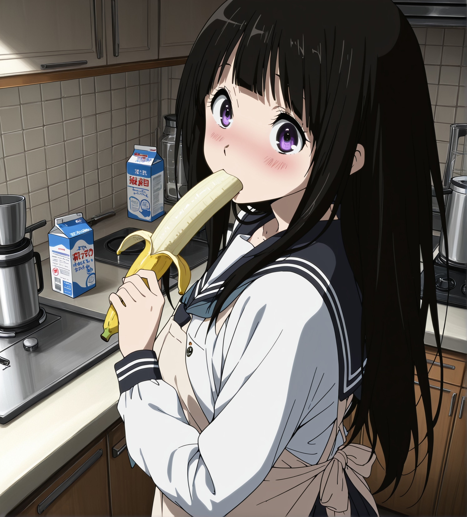 バナナをつまみ食いする千反田える