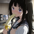 バナナをつまみ食いする千反田える 2枚目