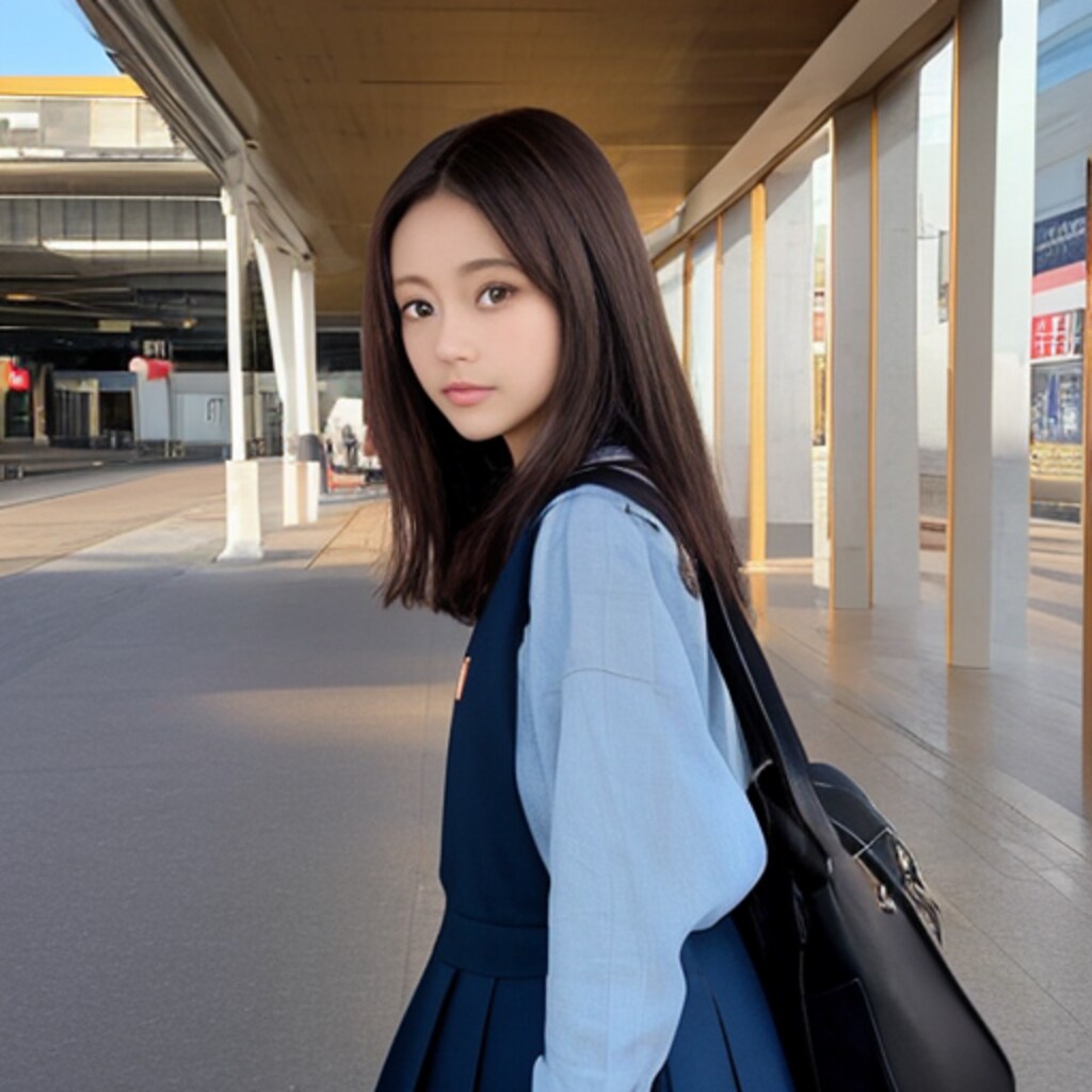 駅のホームのギター少女