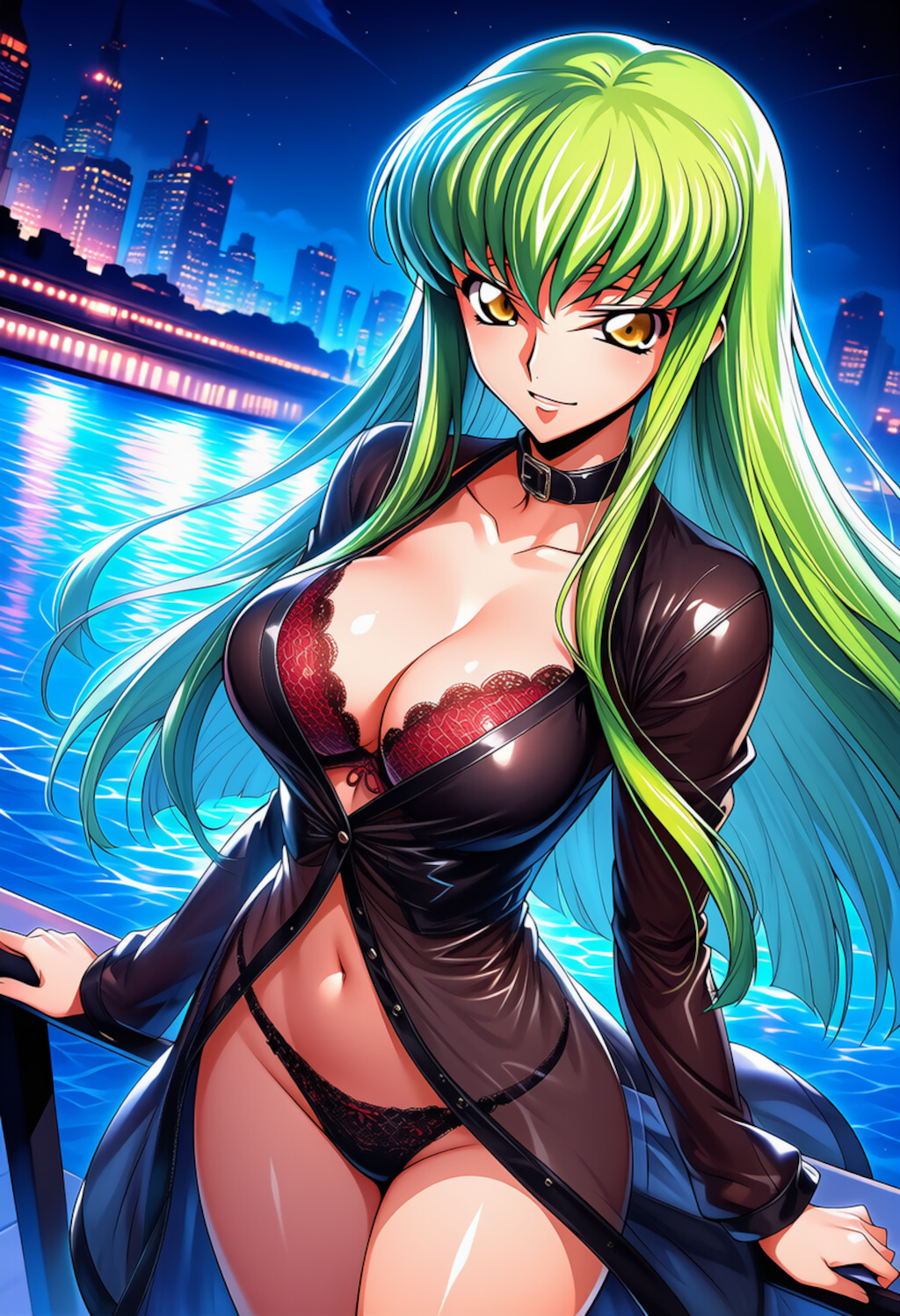 港灯りの夜風に溶ける余熱 — Harbor Lights, Velvet Desire