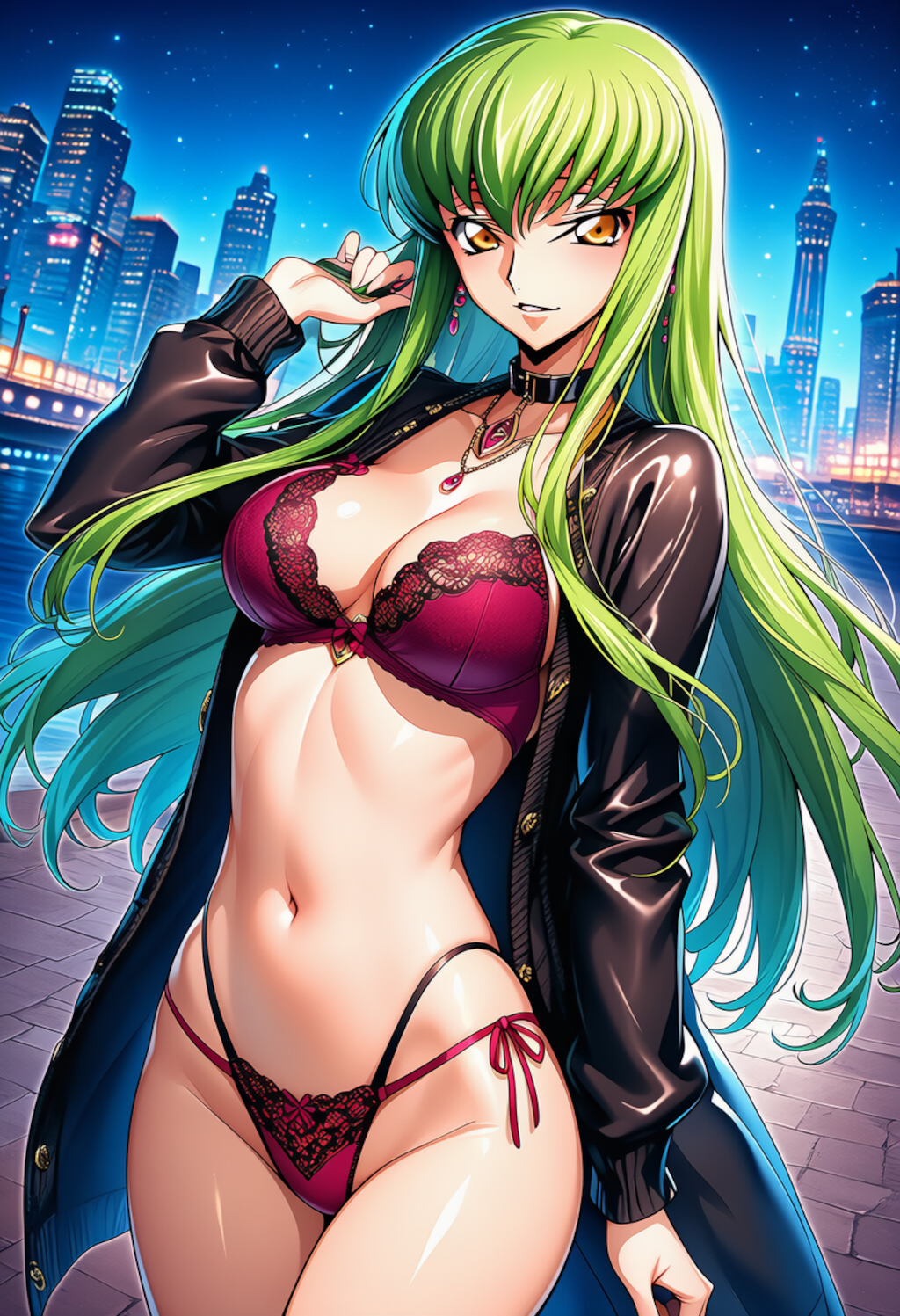 港灯りの夜風に溶ける余熱 — Harbor Lights, Velvet Desire