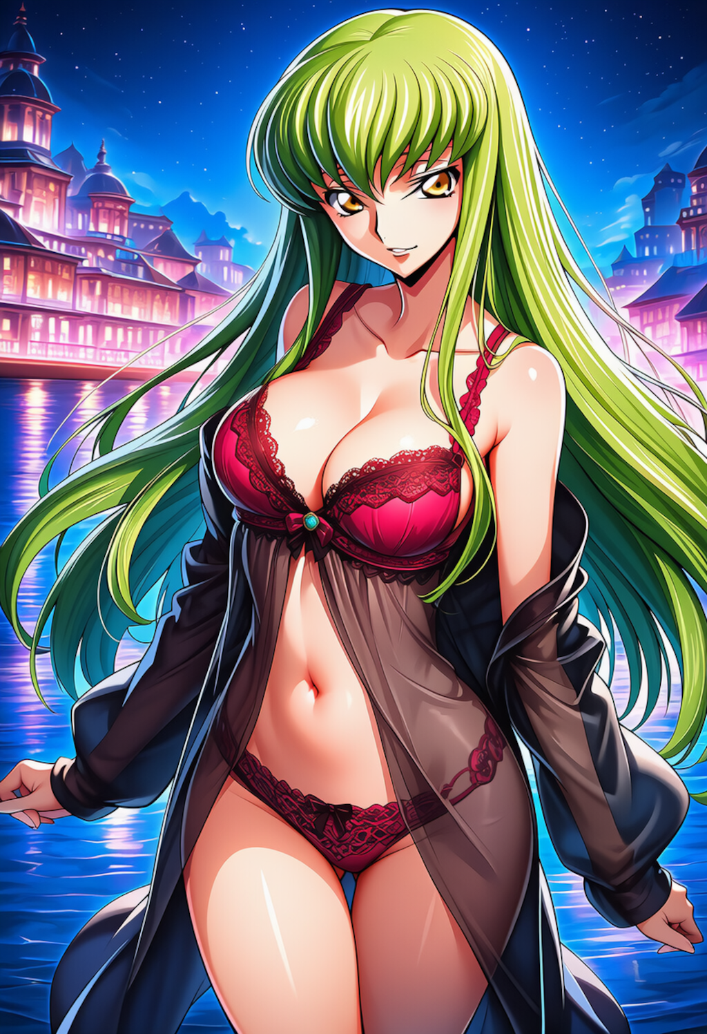 港灯りの夜風に溶ける余熱 — Harbor Lights, Velvet Desire
