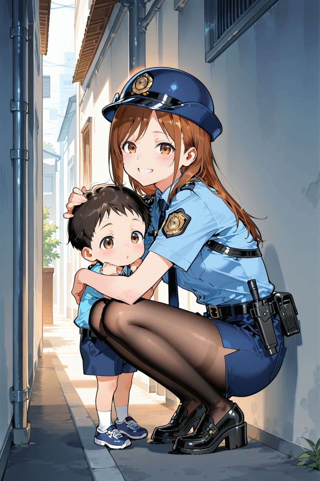 子どもを守る女性警察官