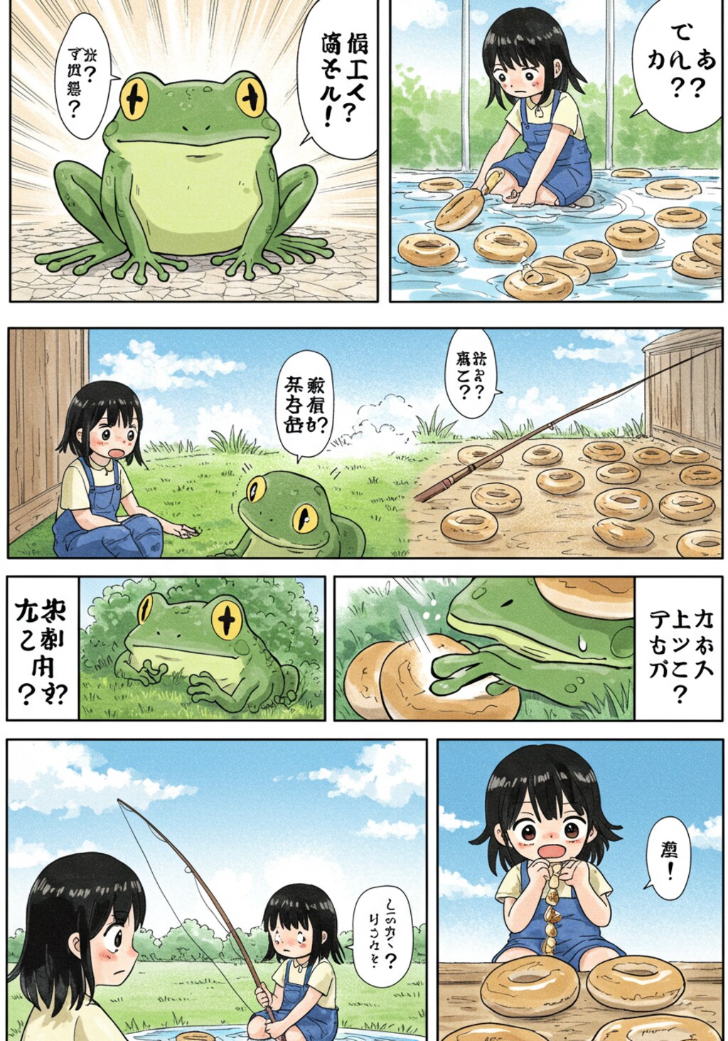 ベーグル釣りの少女_ImageFX