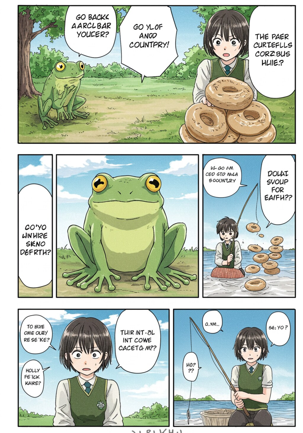 ベーグル釣りの少女_ImageFX