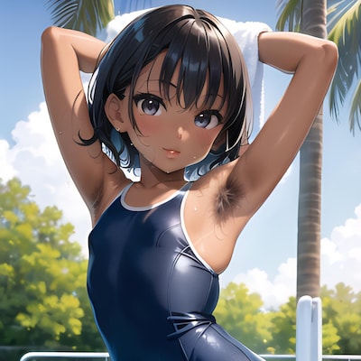 腋毛の子@水上がり