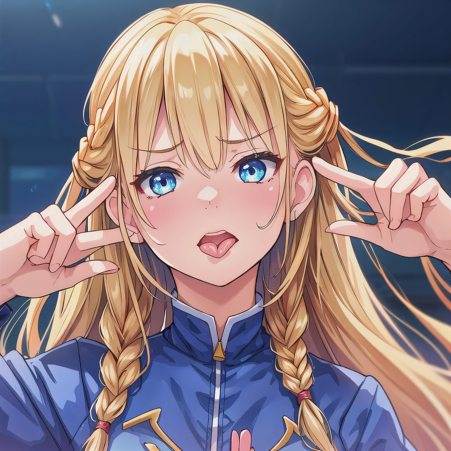 金髪ロングの舌出し少女１２ | の人気AIイラスト・グラビア