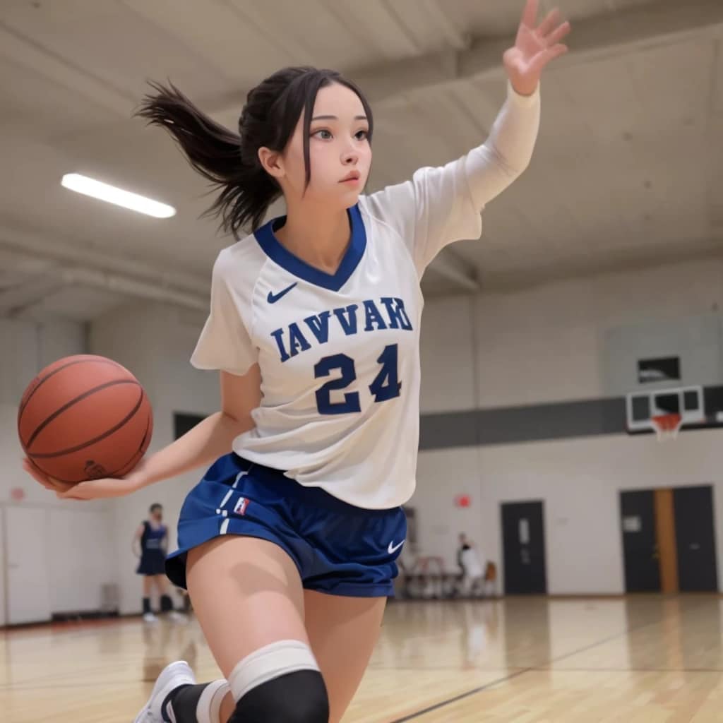 黒髪ロングでユニフォームの美女１５８