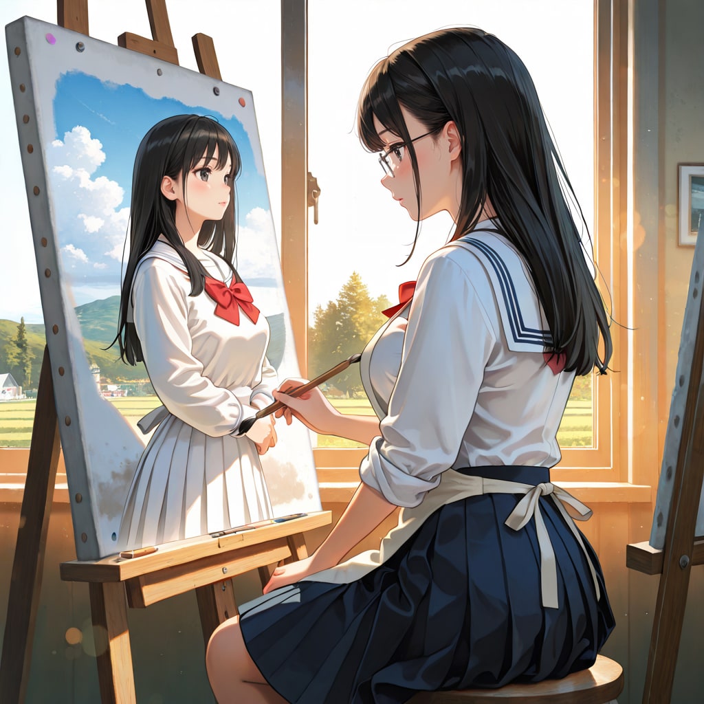 詩織ちゃん、絵を描く