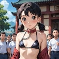 神社を連れまわされるマイクロビキニ少女 7枚目