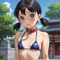 神社を連れまわされるマイクロビキニ少女 3枚目