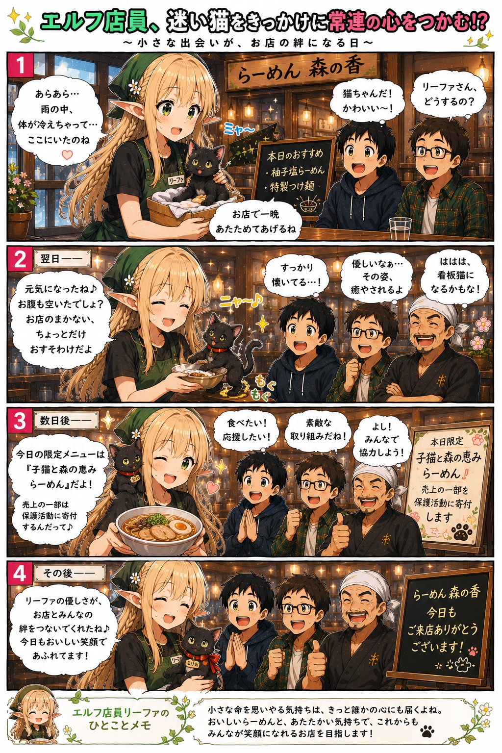 ラーメ屋で働くエルフの女の子