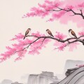 桜の枝に雀 4枚目