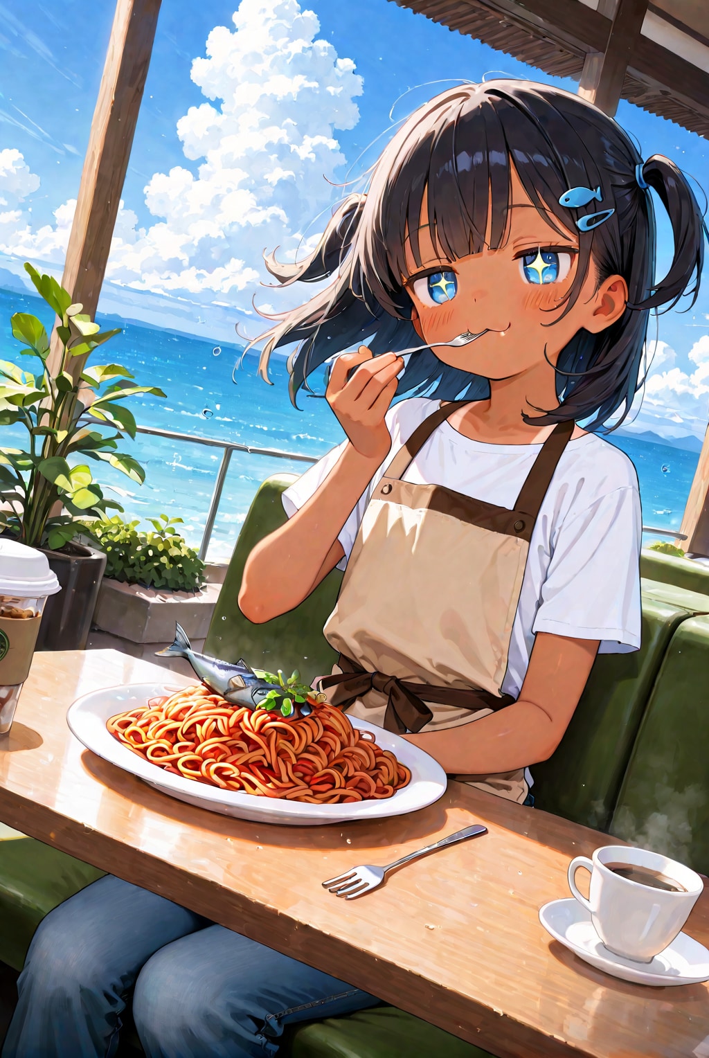 海辺のカフェでバイトするこなっつぁん