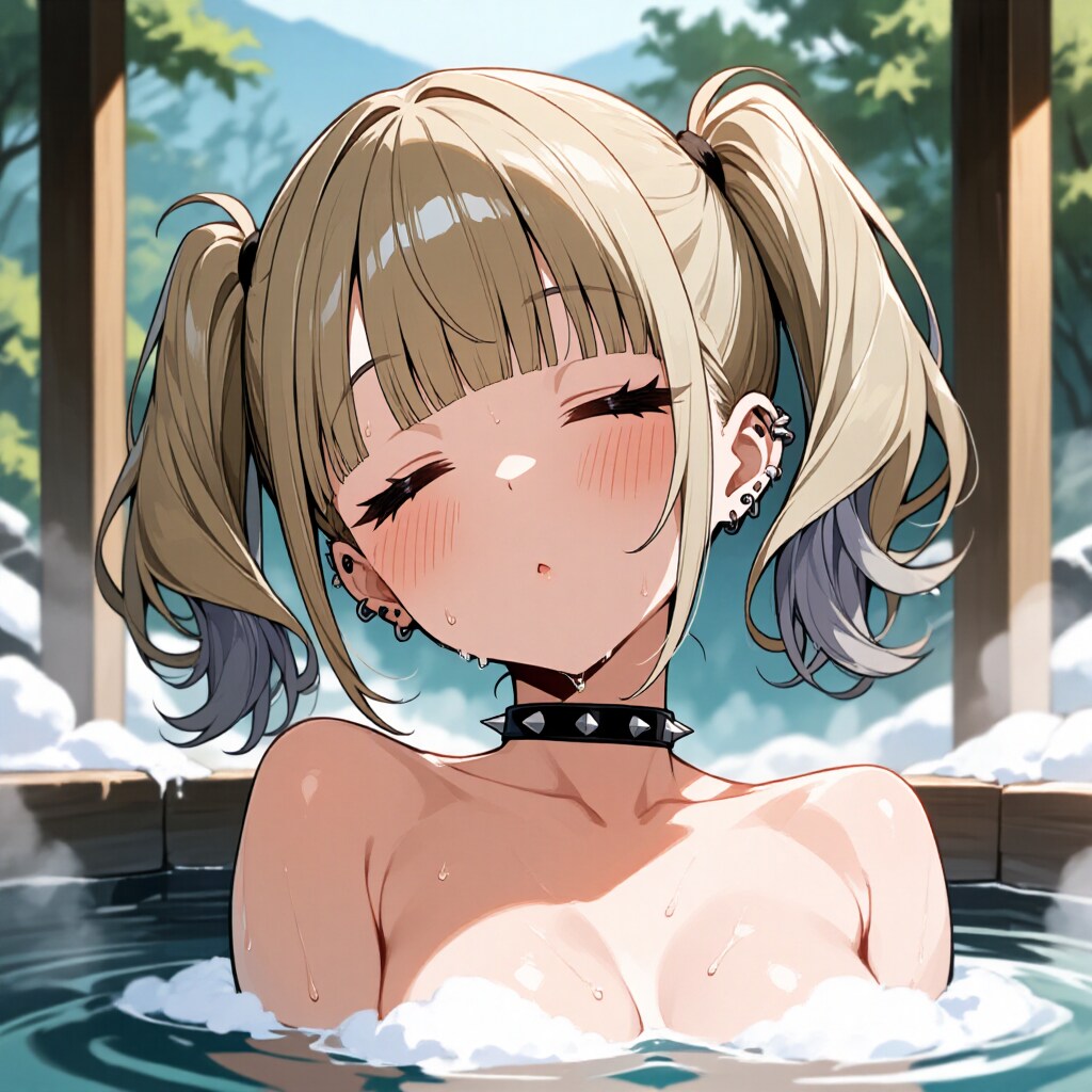 温泉につかるしばあや