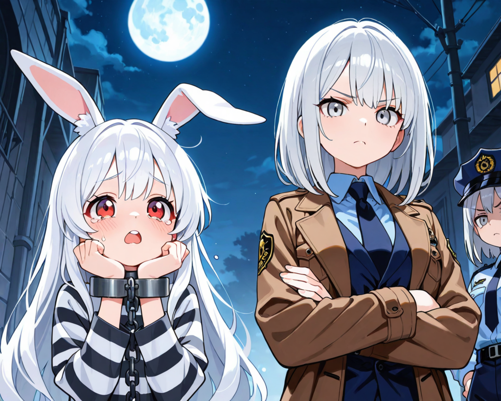 月明かりに照らされて・・・・逮捕！！