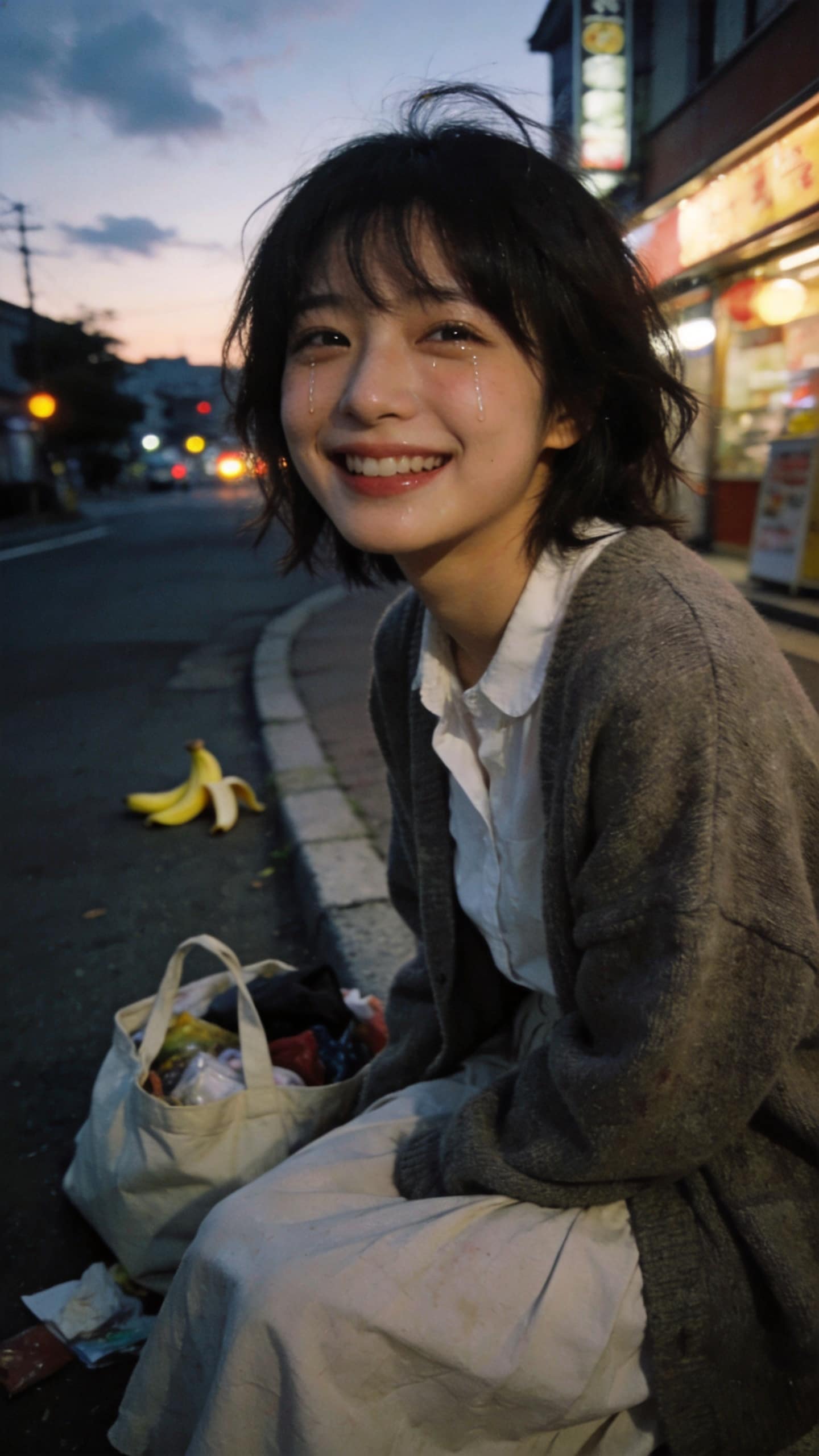 Tears Beneath the Neon Dusk